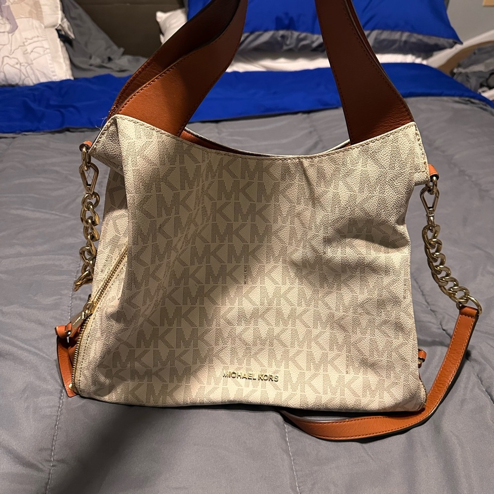 Michael Kors Cream and Tan Shoulder Bag